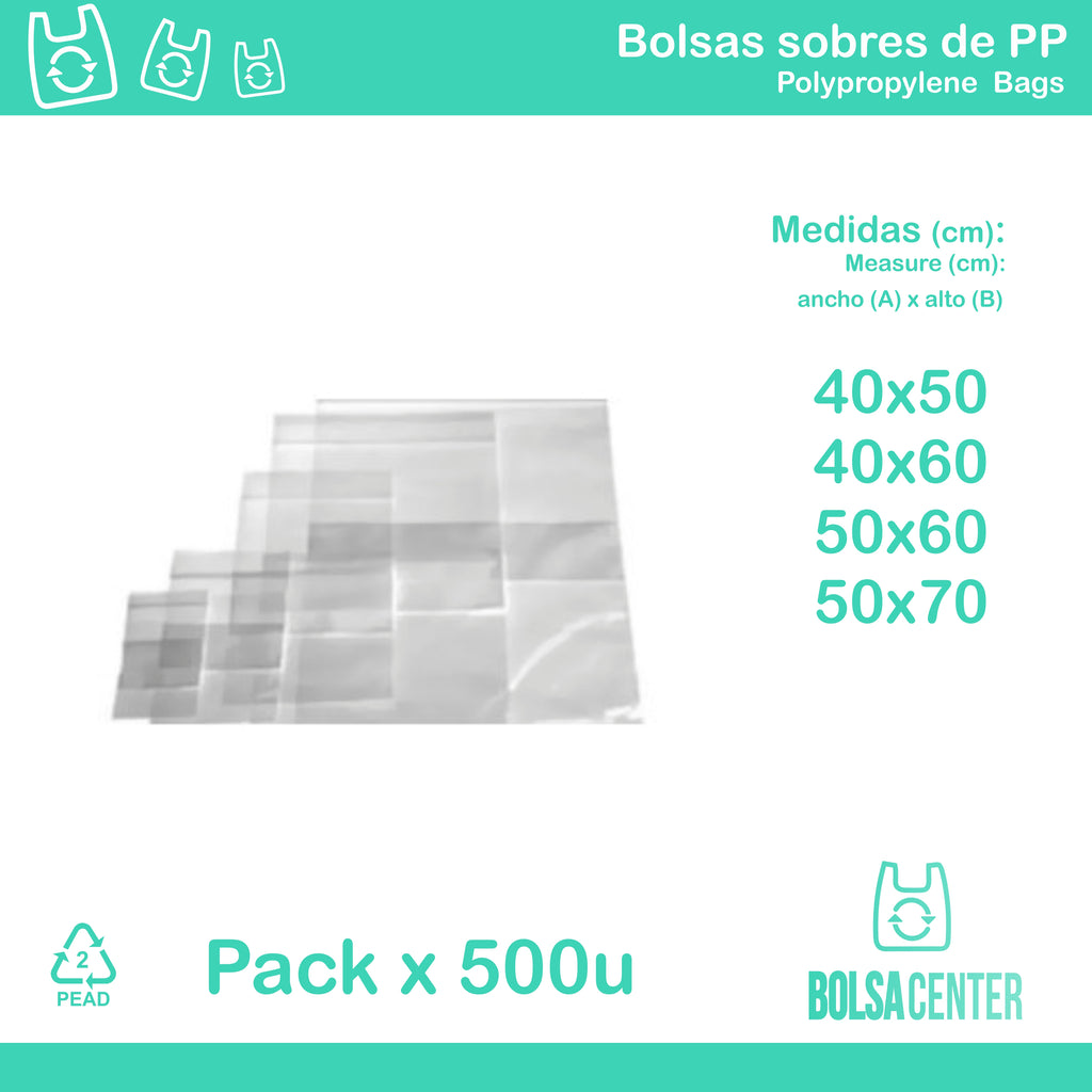 Pack de bolsas sobre de Polipropileno  x 500u