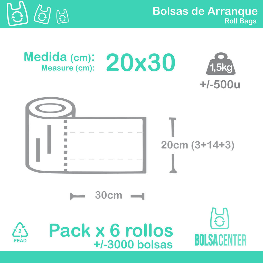 Pack de rollos de arranque cristal x 6u de 1.5Kg. c/u