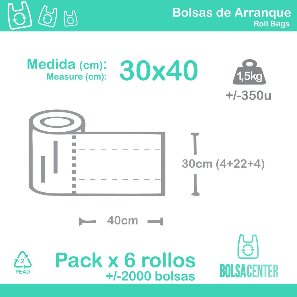 Pack de rollos de arranque cristal x 6u de 1.5Kg. c/u